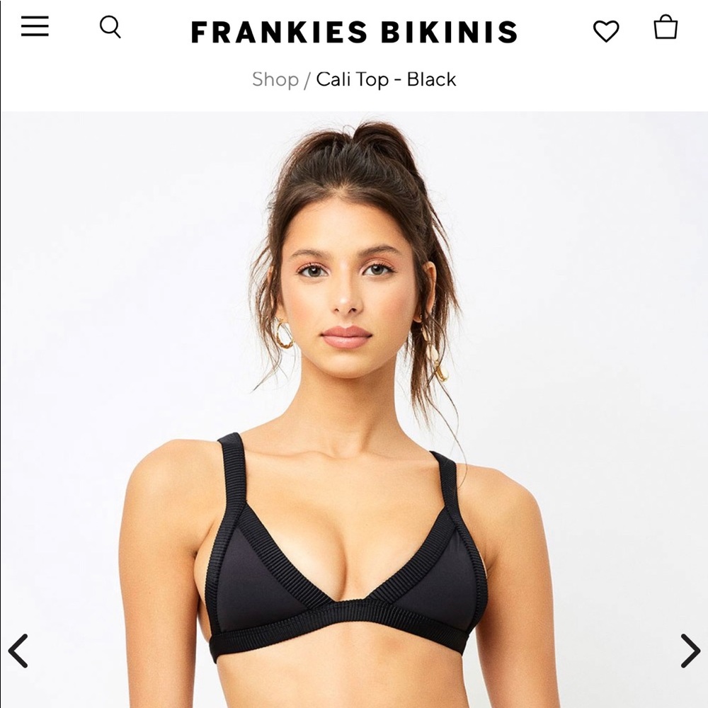 Frankies Bikinis Cali Top Black Medium NWT